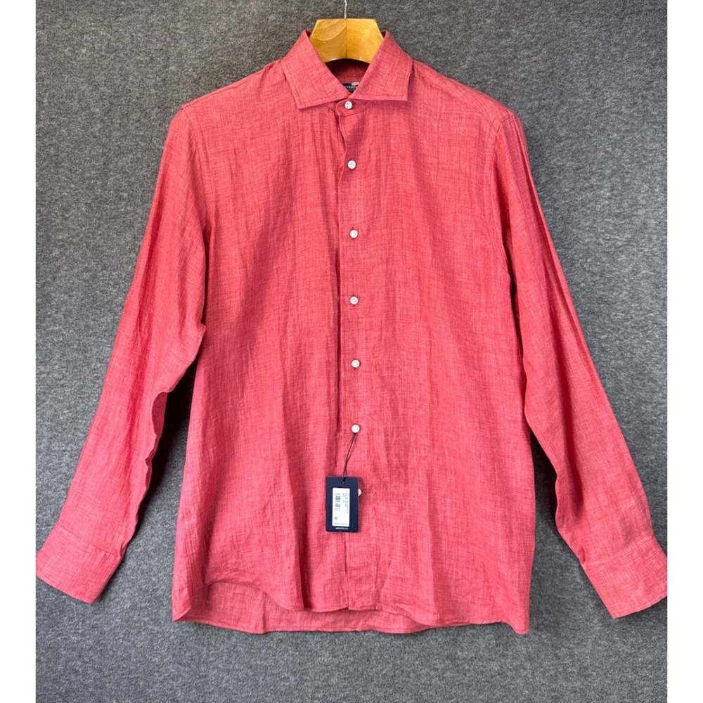 Peter Millar Astino Lino Delave Shirt Mens M Linen Long Sleeve Tailored NWT $250